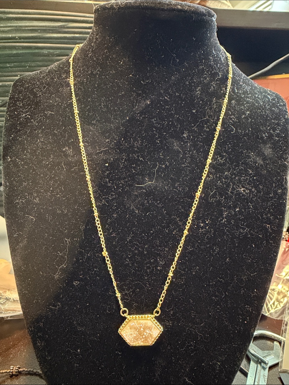 Gold Hexagon Pendant Necklace - Women's Jewelry